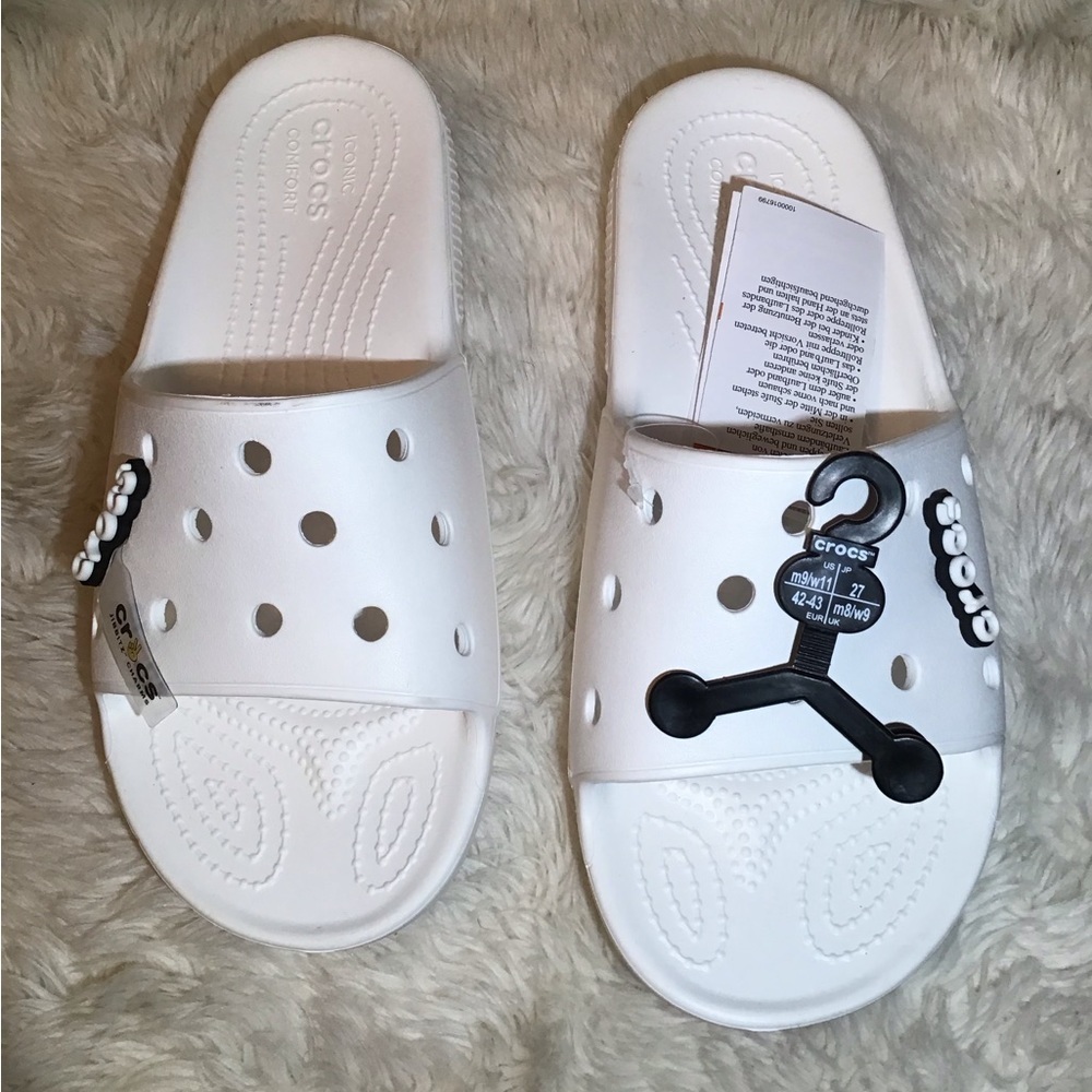 Crocs white iconic comfort sandals size men9/womens11